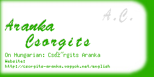 aranka csorgits business card